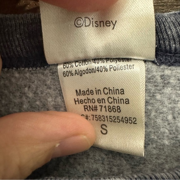 Disney Stitch Sweatshirt Womens Small Blue Gray Long Sleeve Crew Neck Acid Wash - Picture 4 of 9